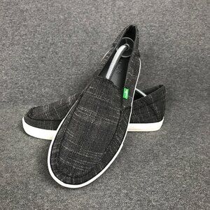 NWOT Sanuk Mens Sideline Grey Knit Slip On Loafers Shoes Sidewalk Surfer Size 9